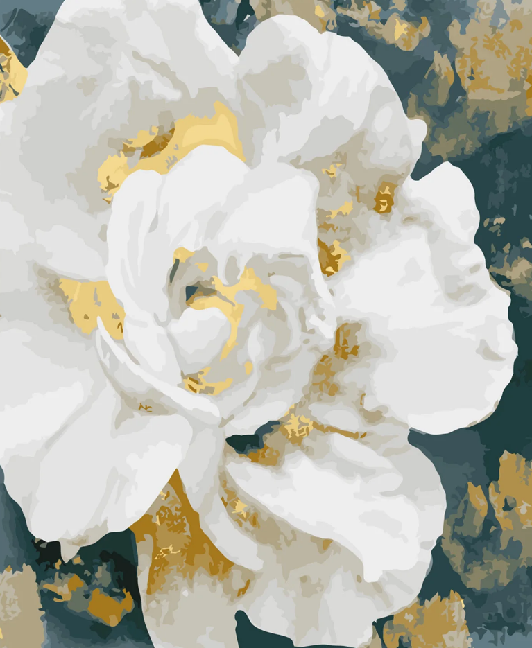 Картина по номерам Strateg Премиум Золото в лепестках с лаком и уровнем 40x50 см (SY6023)