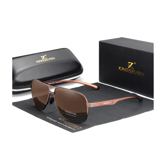 Солнцезащитные очки KINGSEVEN DESIGN Авиатор в классической оправе с поляризованными линзами Коричневый (N7188)