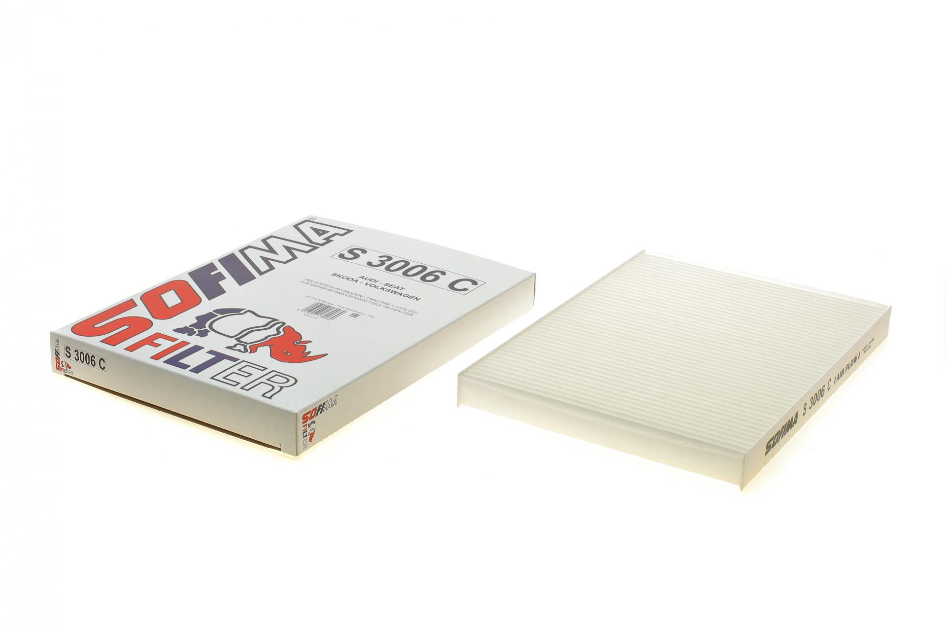 Фільтр салону SOFIMA для VW Caddy II/Golf III/Passat/Skoda Octavia 1,4-2,8 93-05- (S 3006 C)