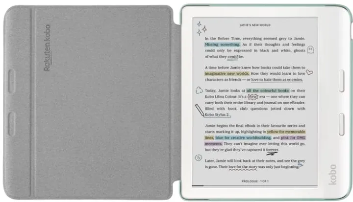 Чохол для електронної книги Kobo Libra Colour Basic SleepCover Garden Green (N428-AC-GR-O-PU) - фото 2 Чохол для електронної книги Kobo Libra Colour Basic SleepCover Garden Green (N428-AC-GR-O-PU) - фото 2