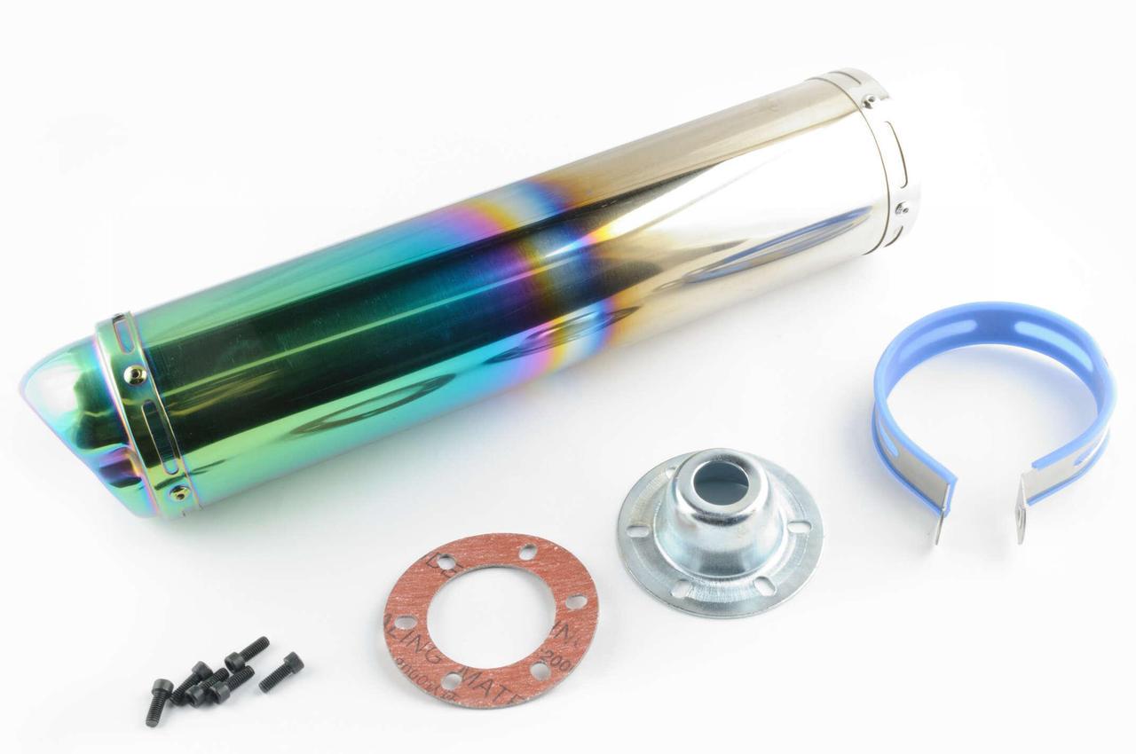 Глушитель тюнинг 420х100 мм/крепление Ø 78 мм Разноцветный прямоток mod:4 (2177154196)