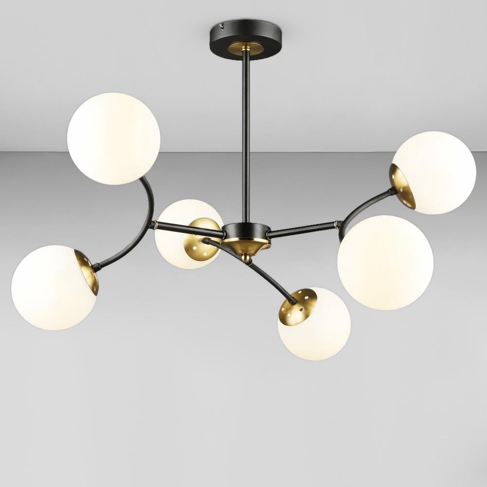 Люстра-молекула потолочная Lighthouse SRS-20122/6 BK+COP Черный/Медный/Белый (113135)