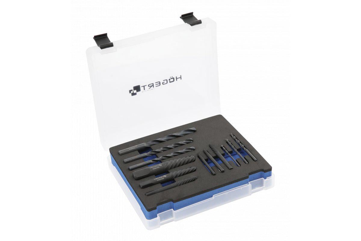 Інструмент Hoegert HT8G400 для видалення зламаних болтів зі свердлами 12 шт.
