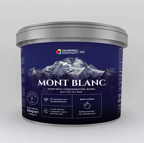 Краска латексная интерьерная Днепр-Контакт MONT BLANC В1 14 кг Белый (1772809597)