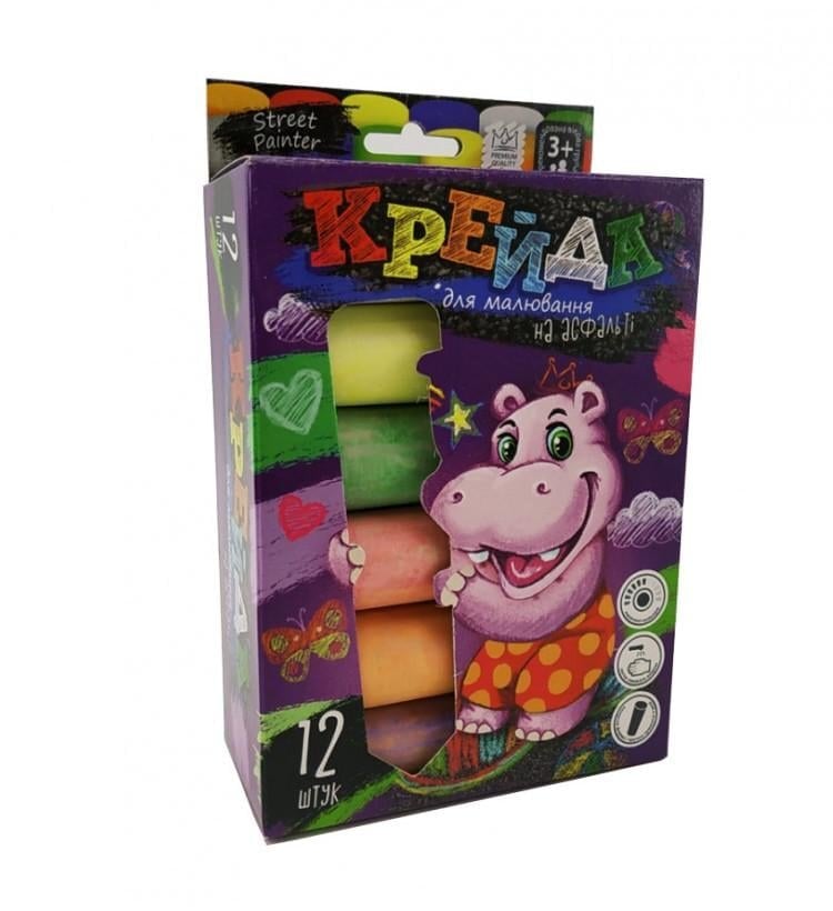 Набір крейди дитячої Danko Toys для малювання на асфальті велика 12 шт. (KR-394-B-6)