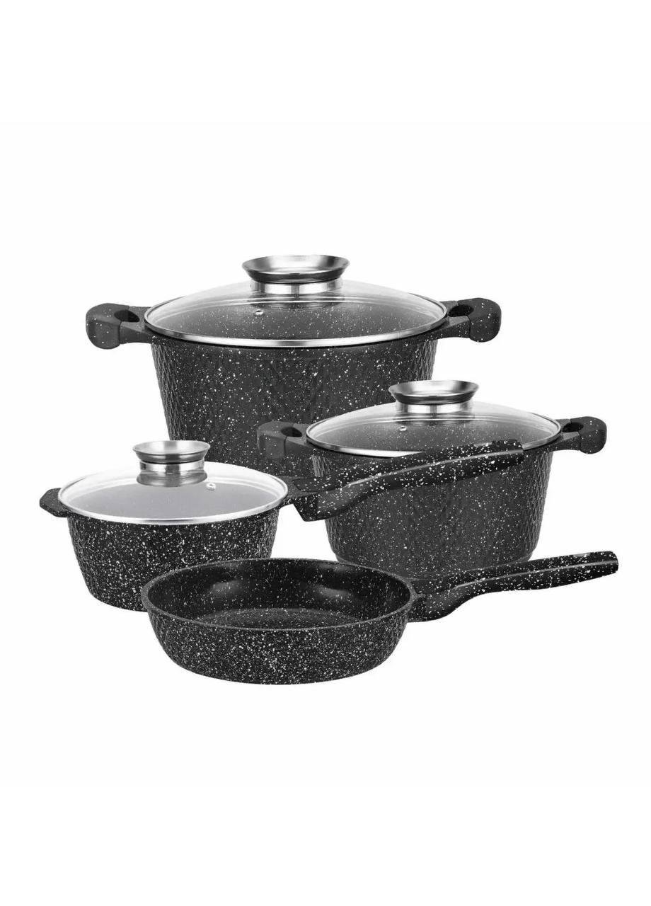 Набір каструль та сковорода Higher Kitchen HK-315 з гранітним покриттям антипригарним 7 пр. Чорний (315RED8) Набір каструль та сковорода Higher Kitchen HK-315 з гранітним покриттям антипригарним 7 пр. Чорний (315RED8)