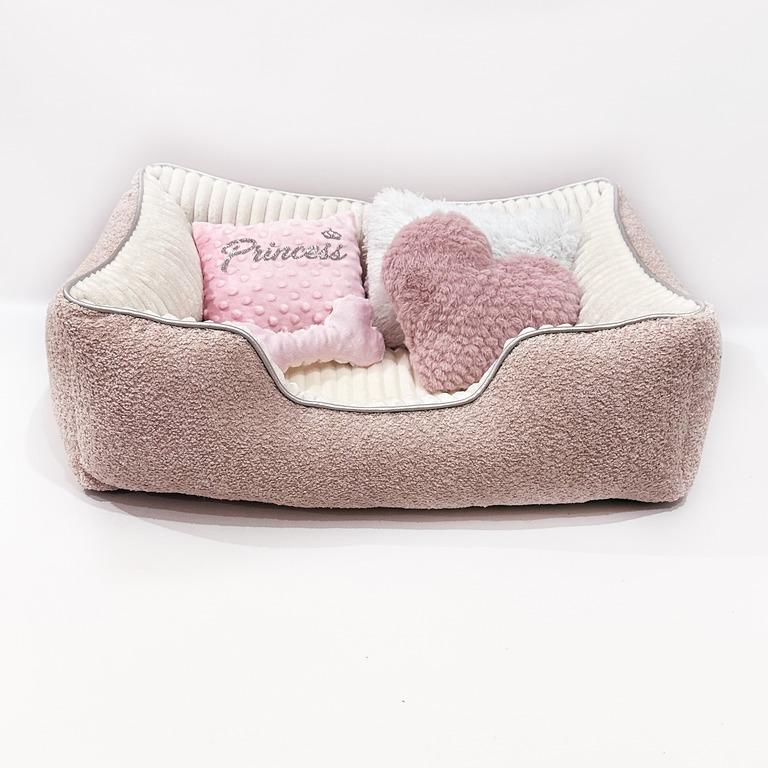 Лежанка для собак Amore mio Cane Бридж до 8 кг 70х50х23 см Light pink/Milk (DB-0133) - фото 4