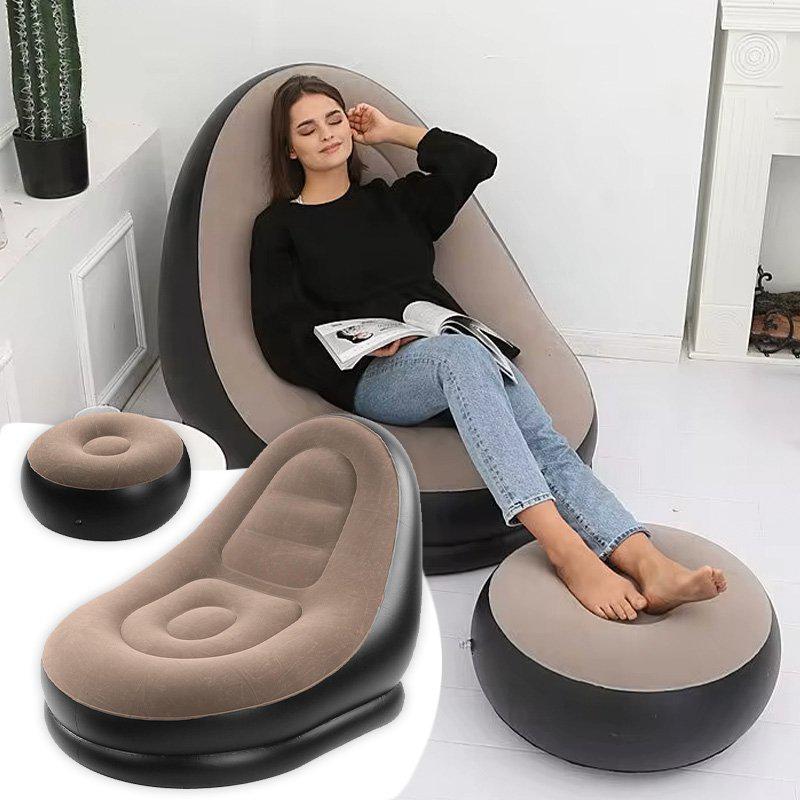 Крісло надувне Air Sofa з пуфом-підставкою для ніг Brown - фото 5