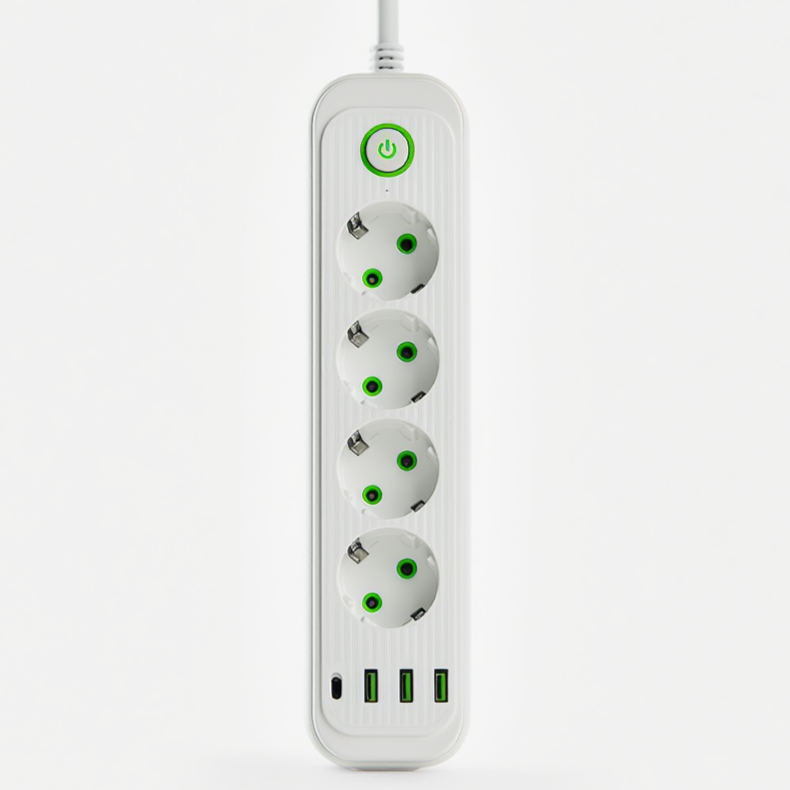 Сетевой фильтр-удлинитель 4 розетки 3xUSB-A 1xUSB-C 3 м Белый (HP-5-37)