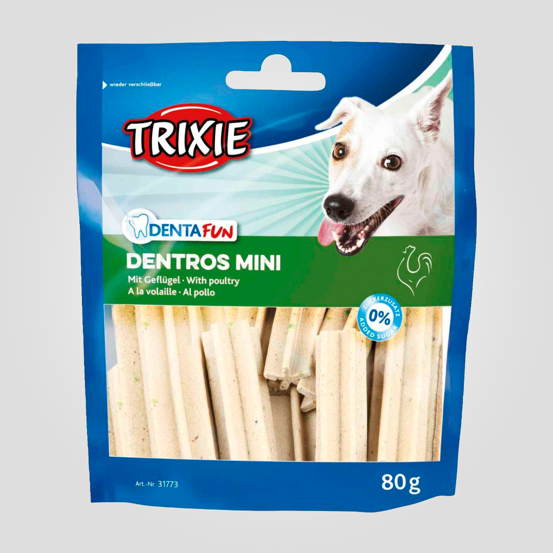 Лакомство для собак Trixie Denta Fun Dentros Mini жевательные кусочки с домашней птицей 80 г (20505459)