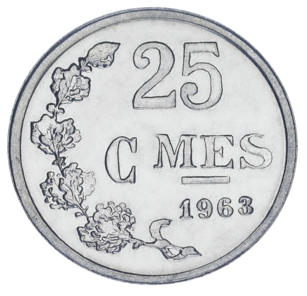Колекційна монета Люксембург 25 сантим 1963 UNC