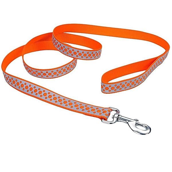 Поводок для собак Coastal Lazer Brite Reflective Leash Оранжевые точки светоотражающий 1,6х120 см (76484643439)