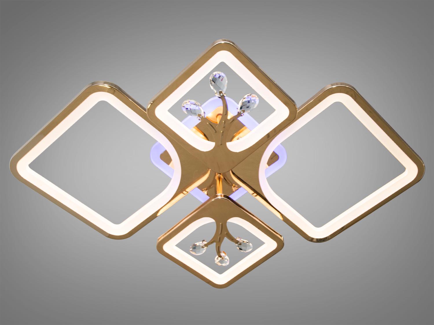 Потолочная люстра с диммером и LED подсветкой 100W Золотой Потолочная люстра с диммером и LED подсветкой 100W Золотой