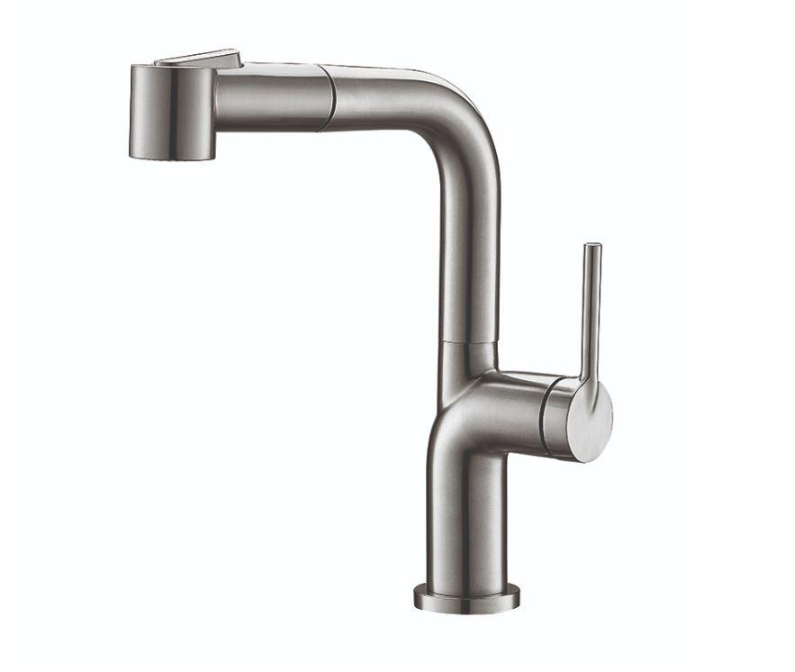 Смеситель кухонный KOER KI-70021-02 нержавеющая сталь с выдвижным изливом (KR4798)