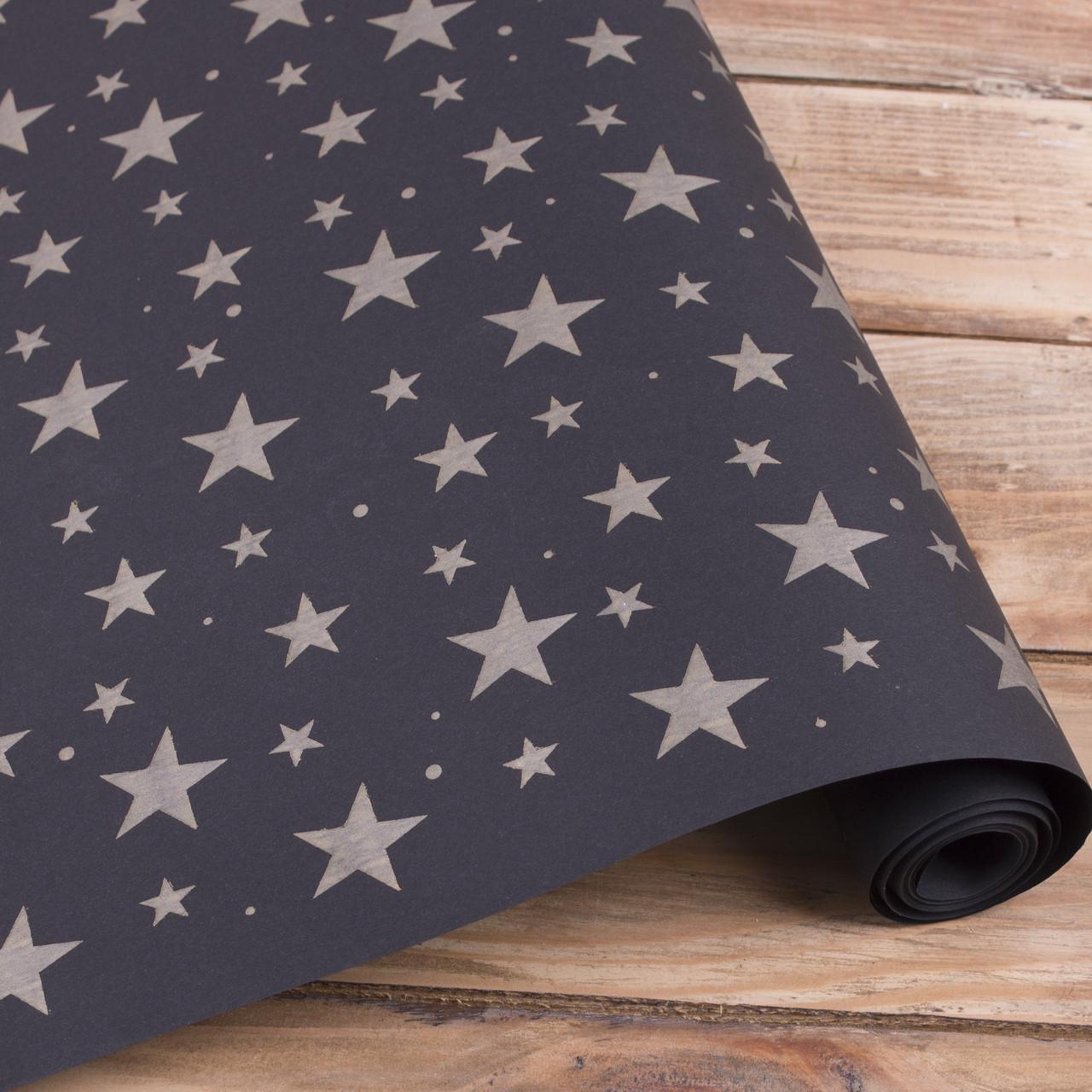 Бумага новогодняя Звезды 10 м Черный/Бронзовый (3832-108)