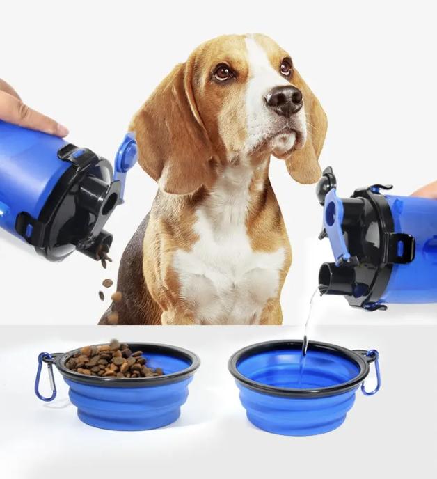 Бутылка для корма и воды 2в1 переносная для собак Желтый (1M1122) - фото 2 Бутылка для корма и воды 2в1 переносная для собак Желтый (1M1122) - фото 2