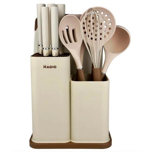 Набор кухонных принадлежностей Magio MG-1097I силиконового 12 пр. Beige (iz15007)