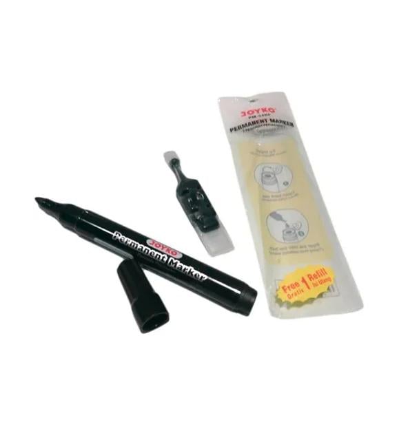 Маркер круглый Permanent и чернильная капсула Joyko Черный (MAR-PM-34RF-BLACK)