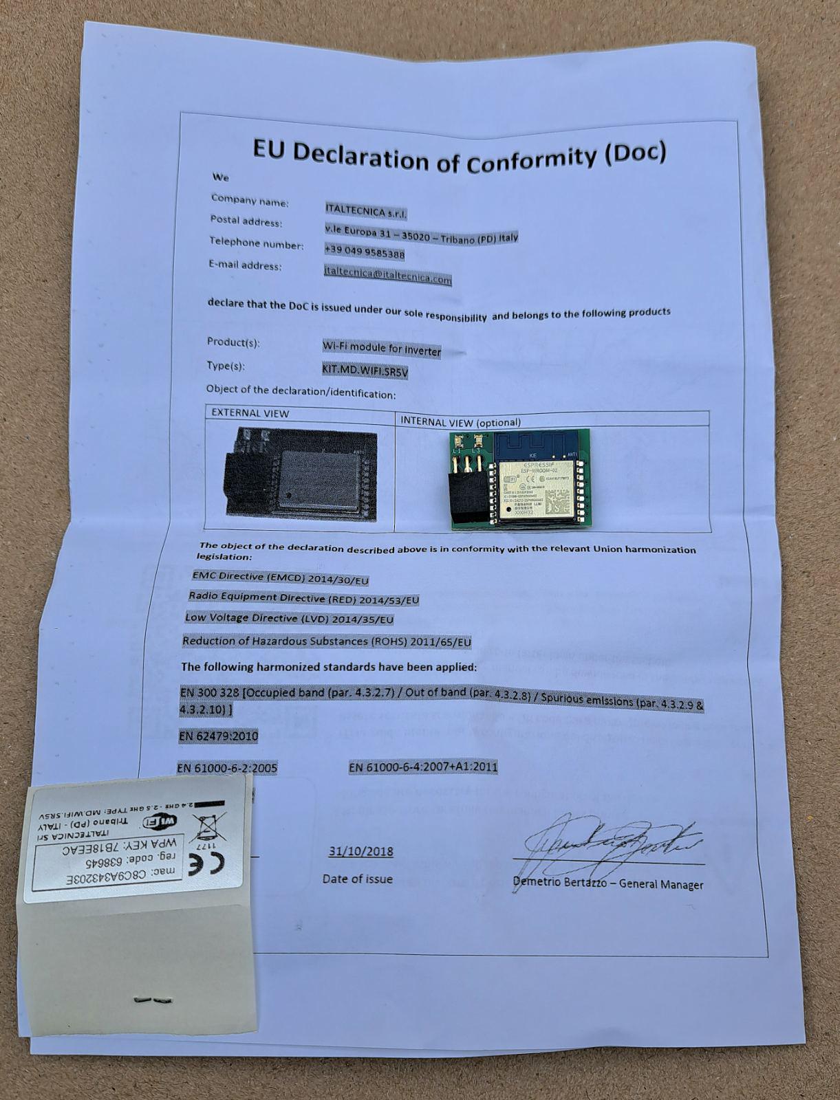 Модуль WI-FI Iitaltecnica SIRIO (ACG.MD.WIFI.SR5V) - фото 3 Модуль WI-FI Iitaltecnica SIRIO (ACG.MD.WIFI.SR5V) - фото 3