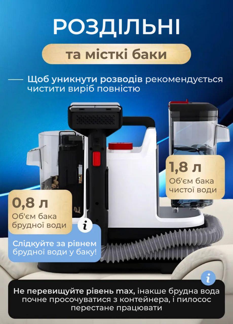 Пилосос миючий VACW002white для виведення плям для килимів/текстилю/меблів/автомобіля (400982) - фото 8 Пилосос миючий VACW002white для виведення плям для килимів/текстилю/меблів/автомобіля (400982) - фото 8