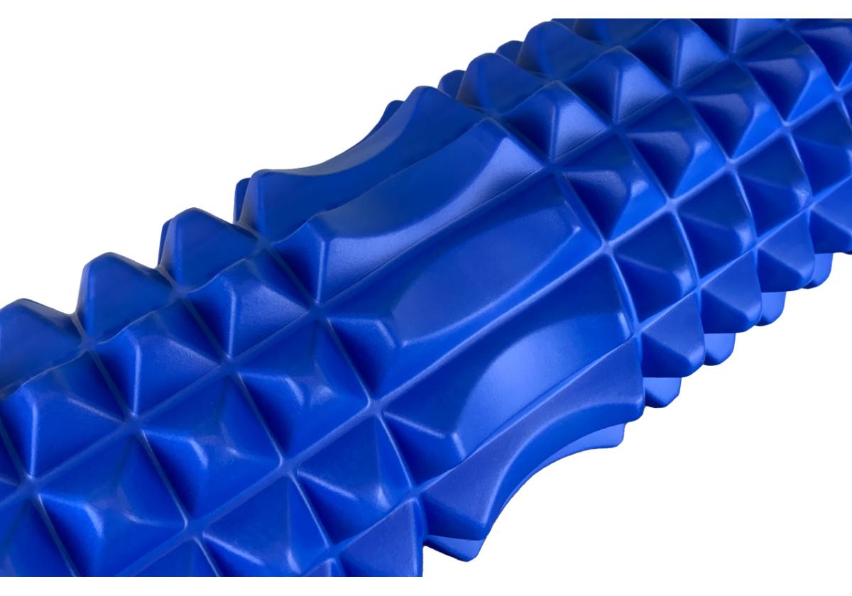 Масажний ролик EasyFit Grid Roller v.1.2 із заглушками із двох сторін 33 см Синій (EF-2022a-BL) - фото 3