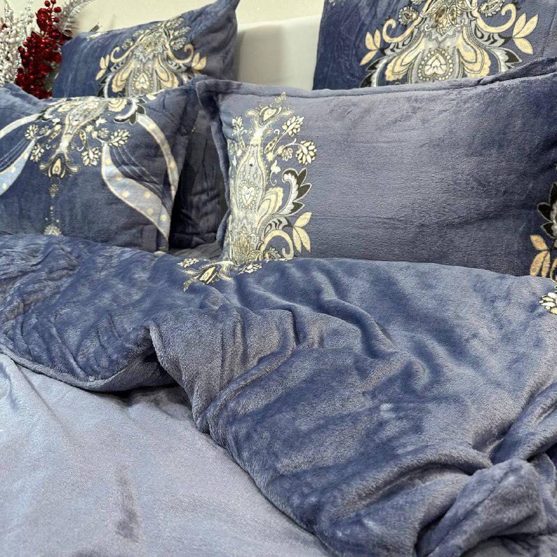 Комплект постільної білизни велюровий з малюнком з 4 наволочками євро 200x230 см Лавандовий (29225205) - фото 7 Комплект постільної білизни велюровий з малюнком з 4 наволочками євро 200x230 см Лавандовий (29225205) - фото 7