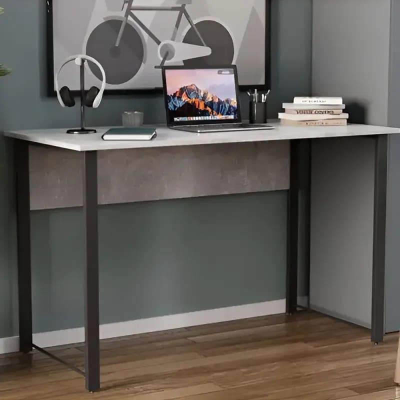 Письмовий стіл Ferrum-decor Курт метал/ДСП 16 мм 75x100x60 см Чорний/Бетон (FRD-106615)