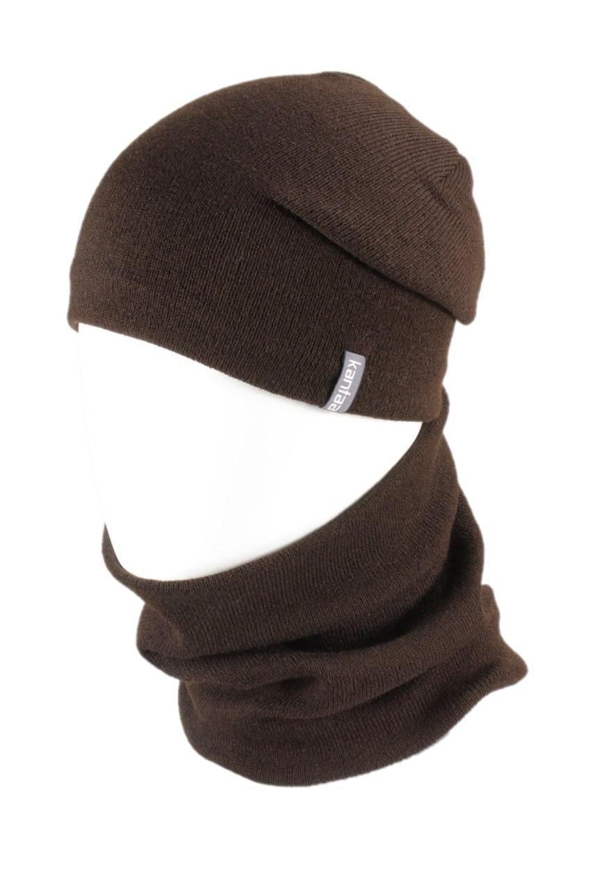 Вязаная шапка Кahta Fashion Hat с Buff снуд унисекс р. 57-58 Коричневый (OC-110)