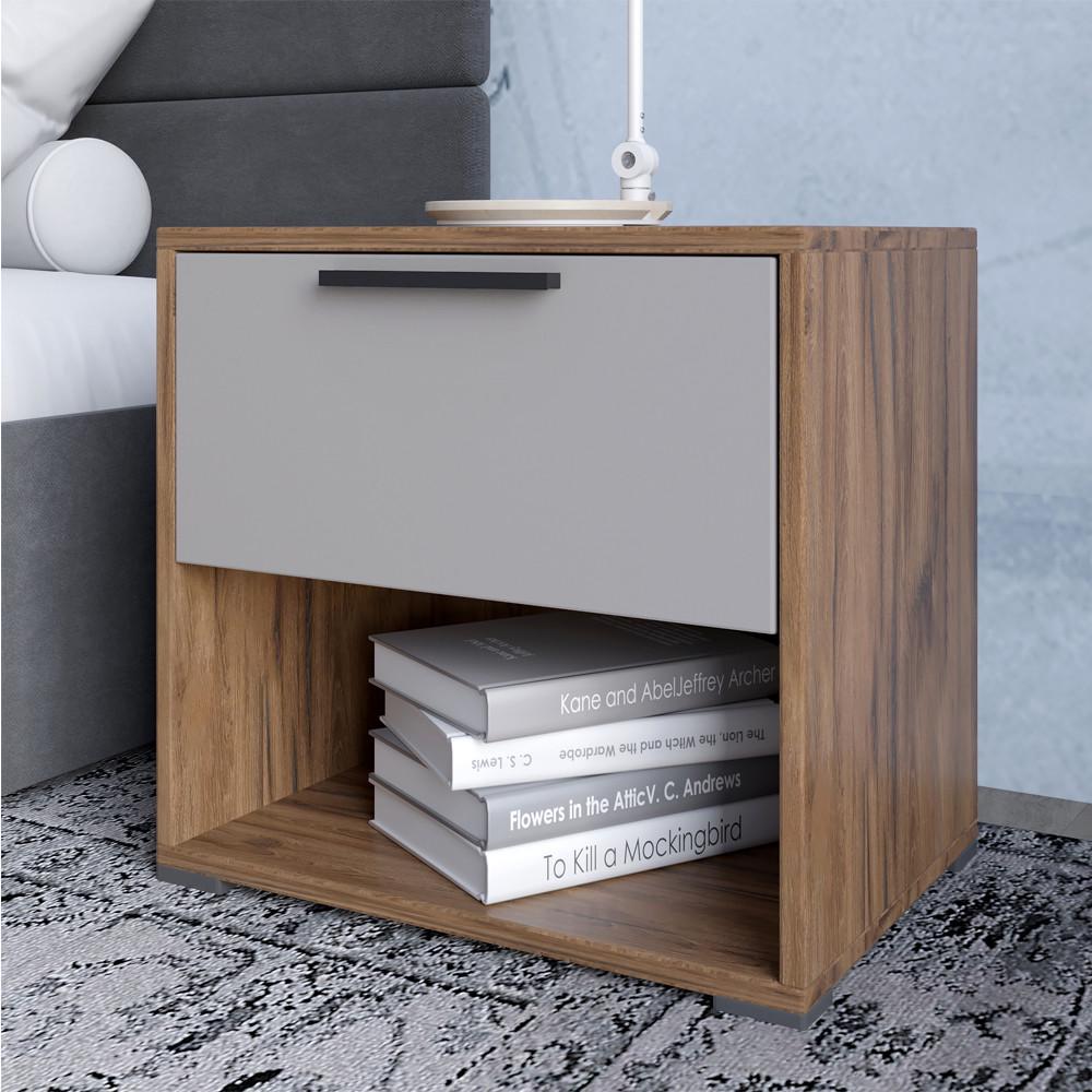 Тумба прикроватная Lion Краш с выдвижным ящиком Дуб ливорно/Кашемир (Lion-044136)