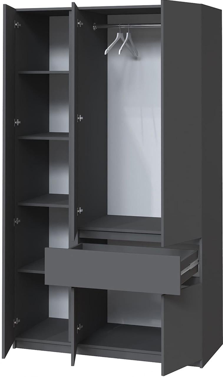 Шкаф для одежды без ручек Мастер Форм 20476 с полками и ЛДСП 1221х2000х520 мм Антрацитовый - фото 2 Шкаф для одежды без ручек Мастер Форм 20476 с полками и ЛДСП 1221х2000х520 мм Антрацитовый - фото 2