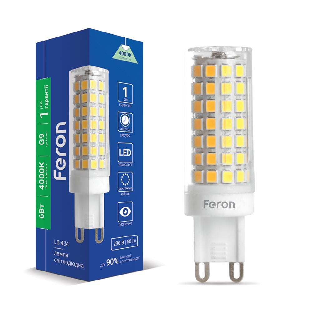 Светодиодная лампа Feron LB-434 6 Вт G9 4000K (15347)