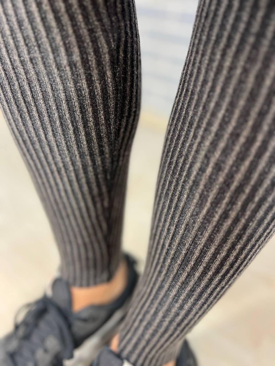 Лосины женские U 166 варенка широкий рубчик плотные теплые высокая талия OS Черный (2939) - фото 9