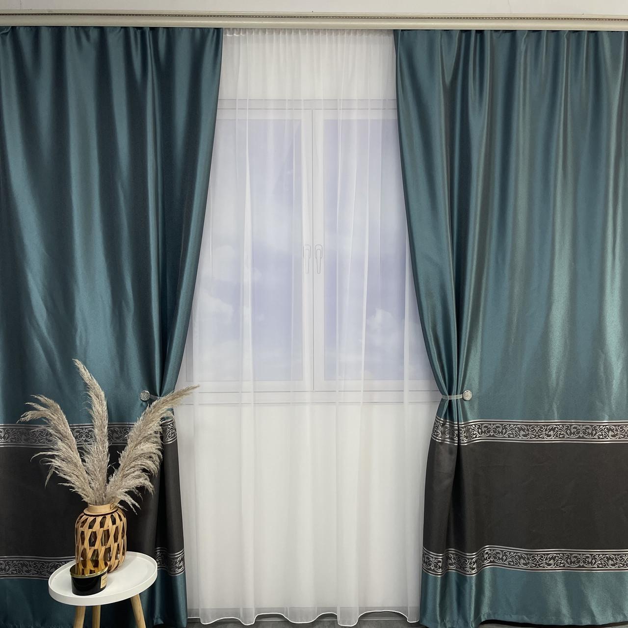 Шторы из жакарда в спальню Бирюзовый (SHTN-K7-3)