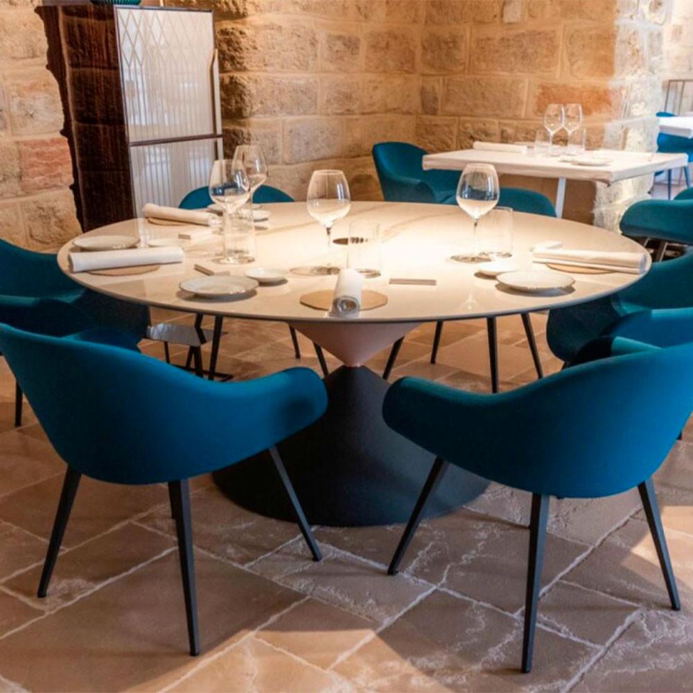 Стол обеденный Midj Clessidra Crystal Ceramic 120 Calacatta Glossy White (T1960120CG) - фото 5 Стол обеденный Midj Clessidra Crystal Ceramic 120 Calacatta Glossy White (T1960120CG) - фото 5