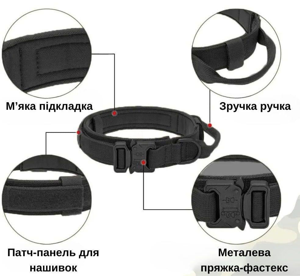 Ошейник для собак Harness нейлоновый с металлической пряжкой-фастекс XL 53-63 см Черный (2042422789) - фото 3 Ошейник для собак Harness нейлоновый с металлической пряжкой-фастекс XL 53-63 см Черный (2042422789) - фото 3