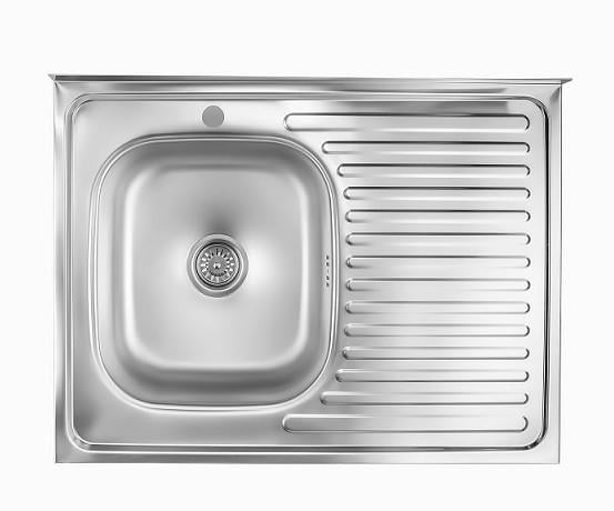 Мийка кухонна з нержавіючої сталі ліва 80x60 см 6 мм (30631918)