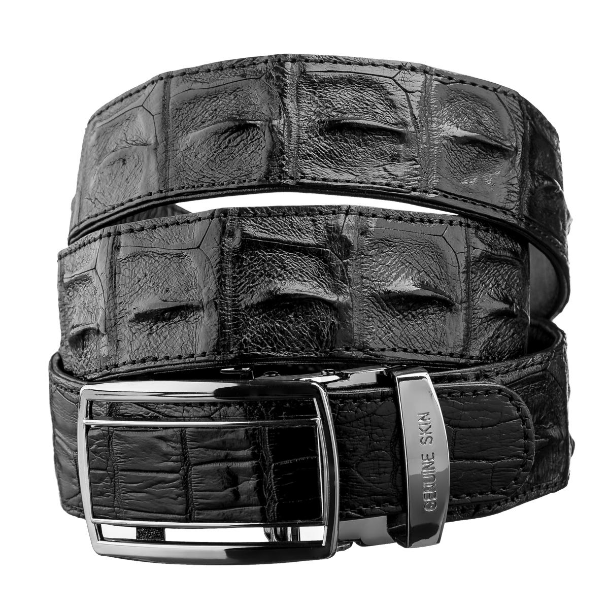 Ремень автомат Crocodile leather 18236 из натуральной кожи крокодила Черный