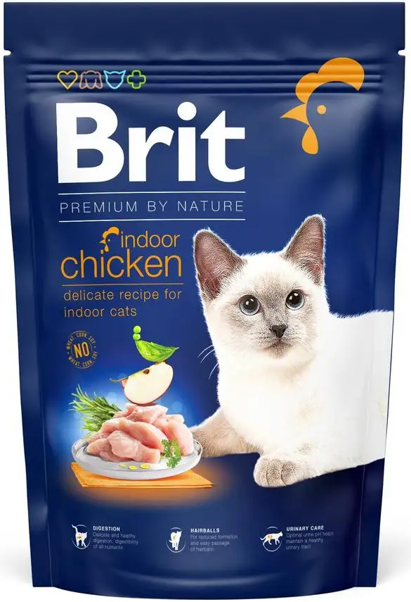 Сухой корм для домашних кошек Brit Premium Cat Indoor с курицей и мякотью яблока 1,5 кг (1789932818)