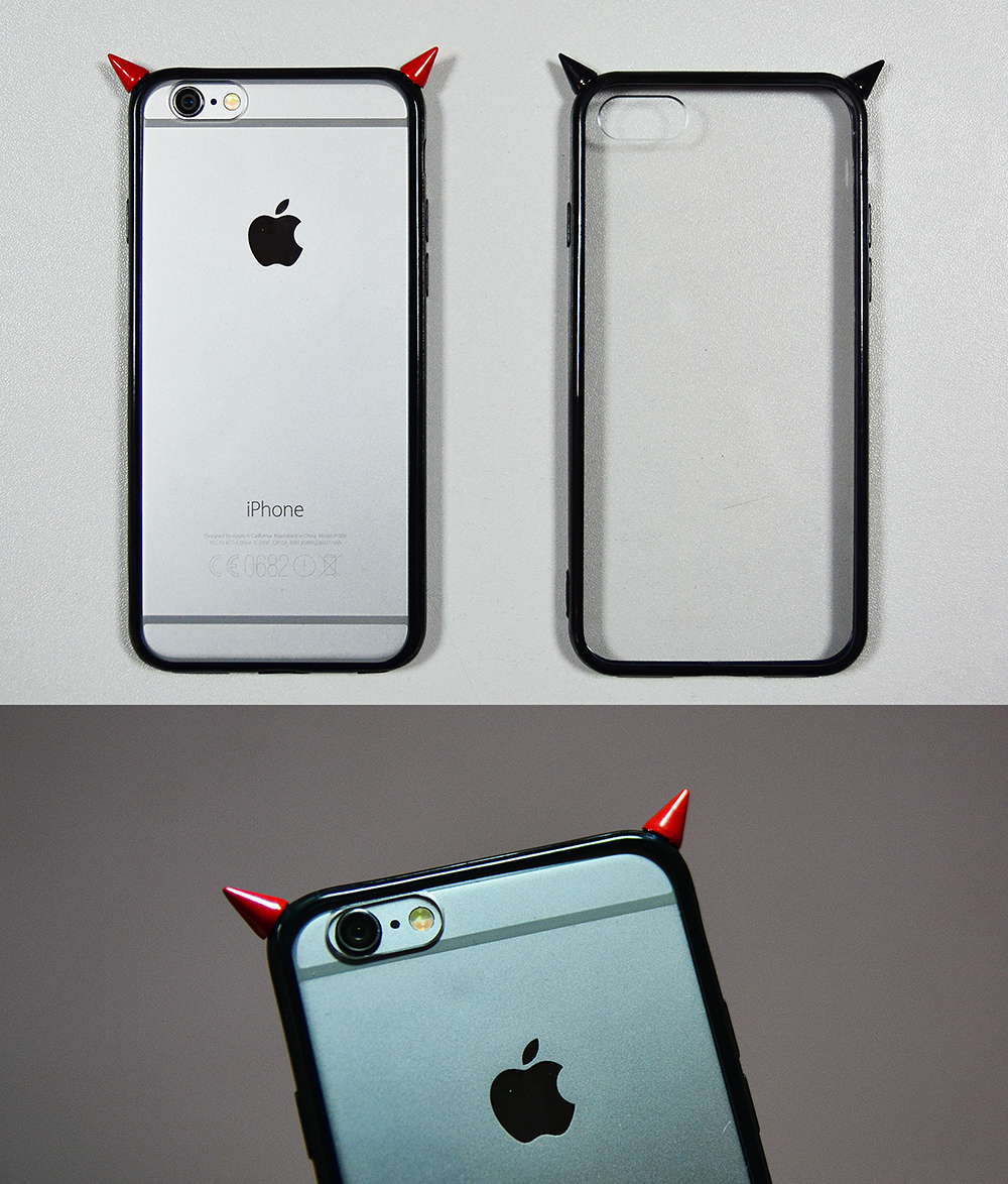 Накладка Рожки Voltronic для iPhone 7 Plus 8 Plus красная защита от повреждений и царапин чехол для телефона