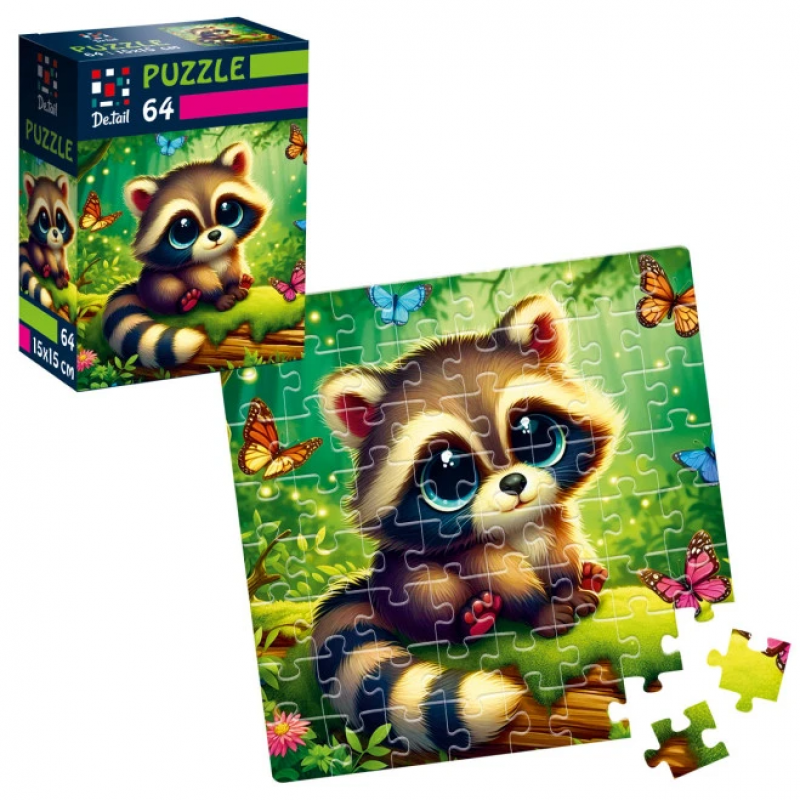 Пазлы Vladi Toys Енот с бабочками 64 детали (DT1234-12)