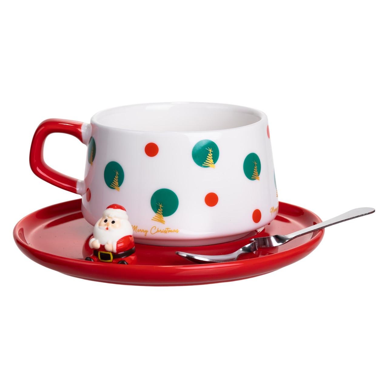 Чашка для латте-арту порцелянова Christmas Tree з блюдцем 250 мл (FM-CS-10D) - фото 3 Чашка для латте-арту порцелянова Christmas Tree з блюдцем 250 мл (FM-CS-10D) - фото 3