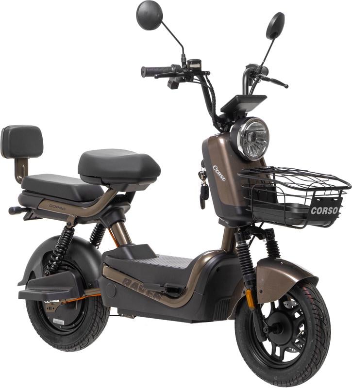 Электроскутер двухместный Corso Raven 800W 60V/20Ah Коричневый