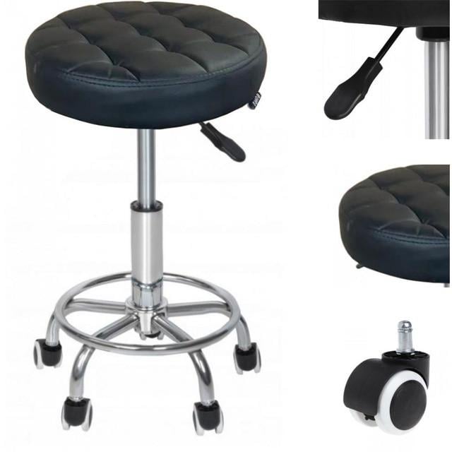 Кресло-табурет на колесах Bonro B-496 без спинки круглый Черный (2670148609) - фото 5 Кресло-табурет на колесах Bonro B-496 без спинки круглый Черный (2670148609) - фото 5