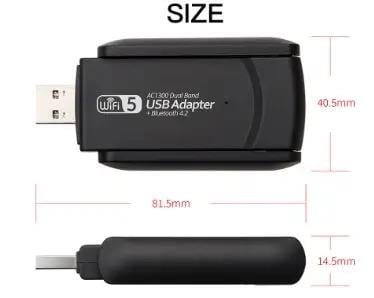 Адаптер двухдиапазонный высокоскоростной WiFi Bluetooth 4,2 FENVI AC1300 1300 Мбит/с USB 3,0 2,4GHz/5GHz для Windows Черный - фото 5