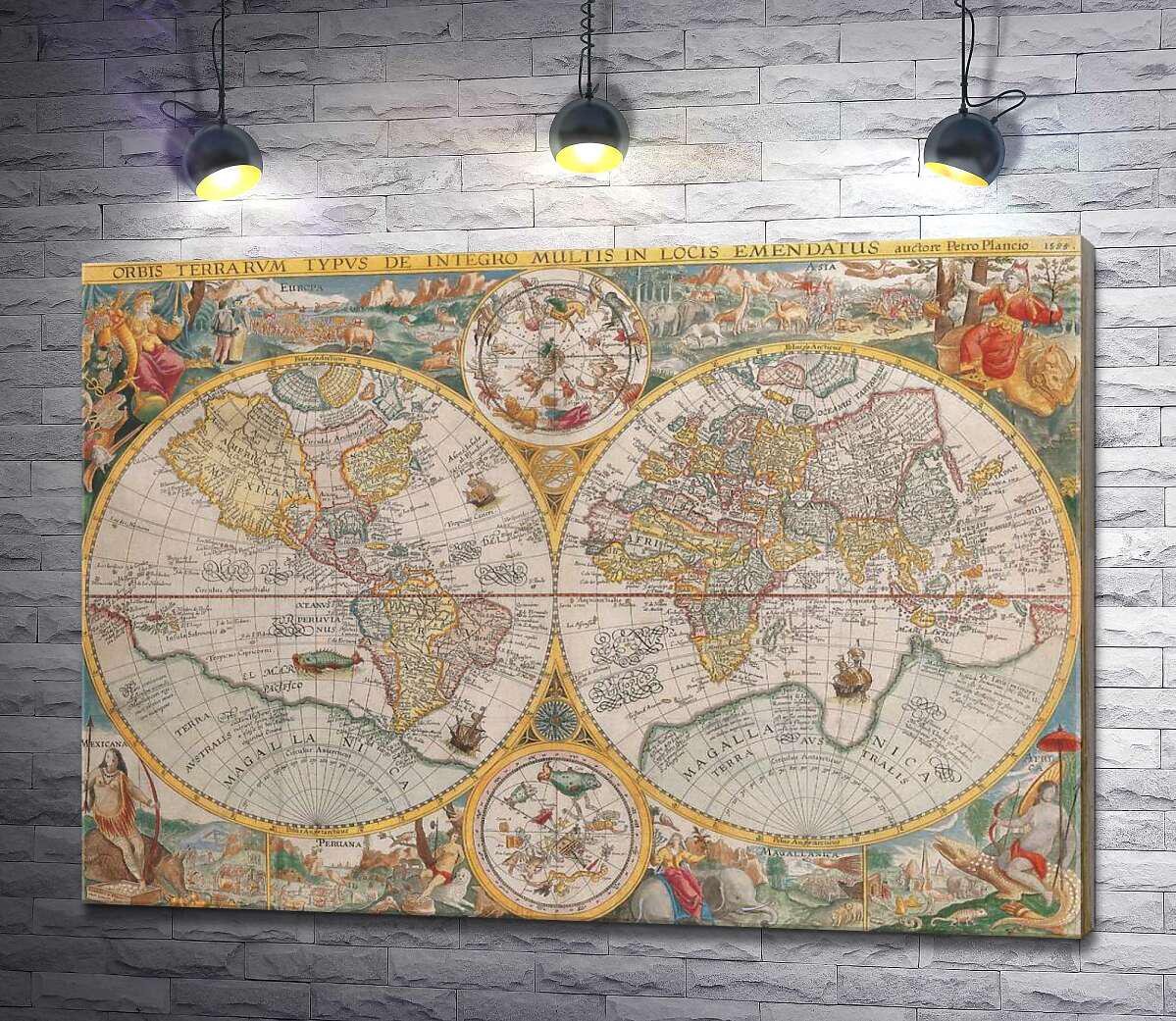 ᐉ Картина ArtPoster Карта мира 1594 года, авторства голландского ...