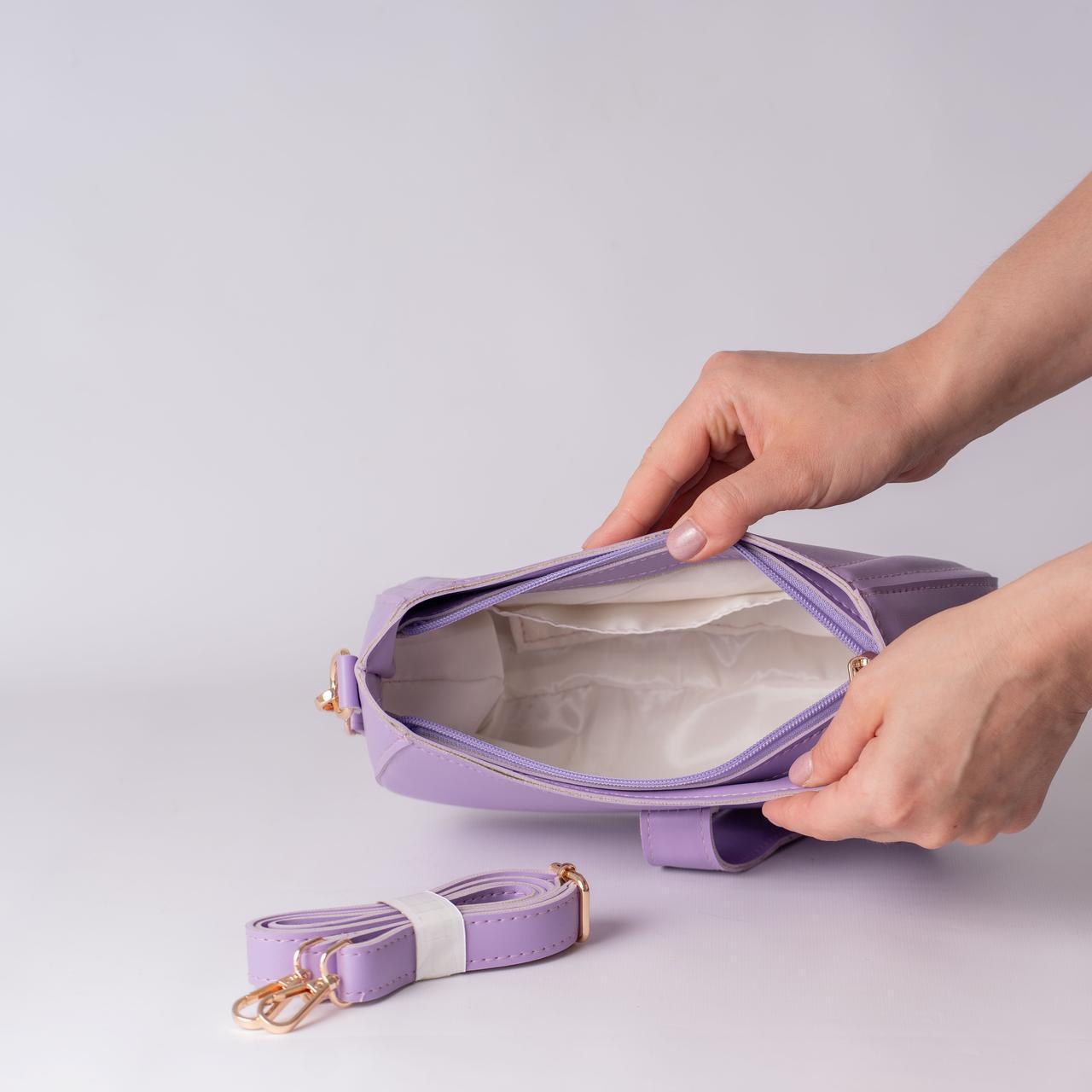 Сумка жіноча багет XENIA № 50-24 з еко-шкіри Лавандовий - фото 3 Сумка жіноча багет XENIA № 50-24 з еко-шкіри Лавандовий - фото 3