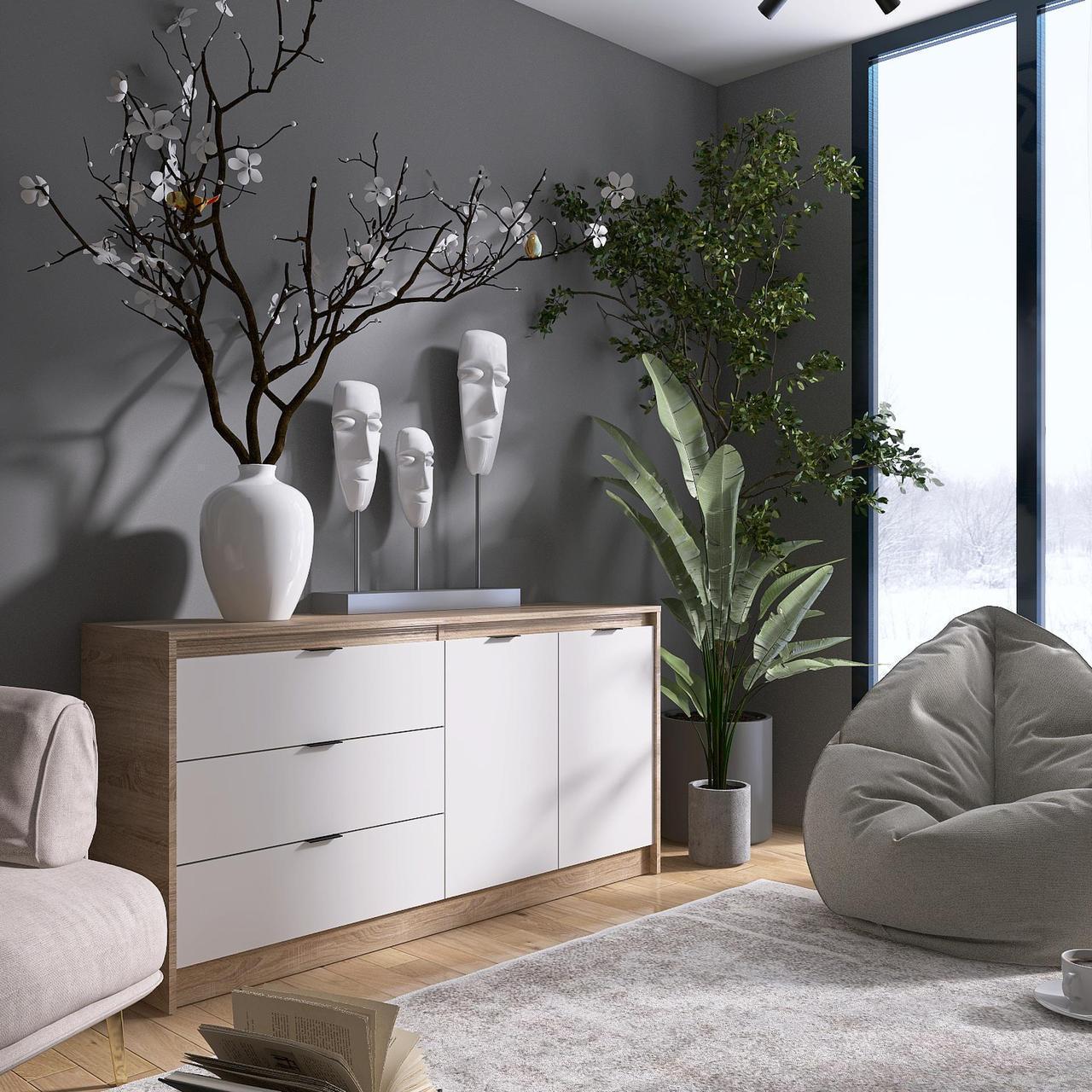 Комод Еверест Сити-150 150,2х38х74,6 см Дуб сонома/Белый (EVR-20714,01)