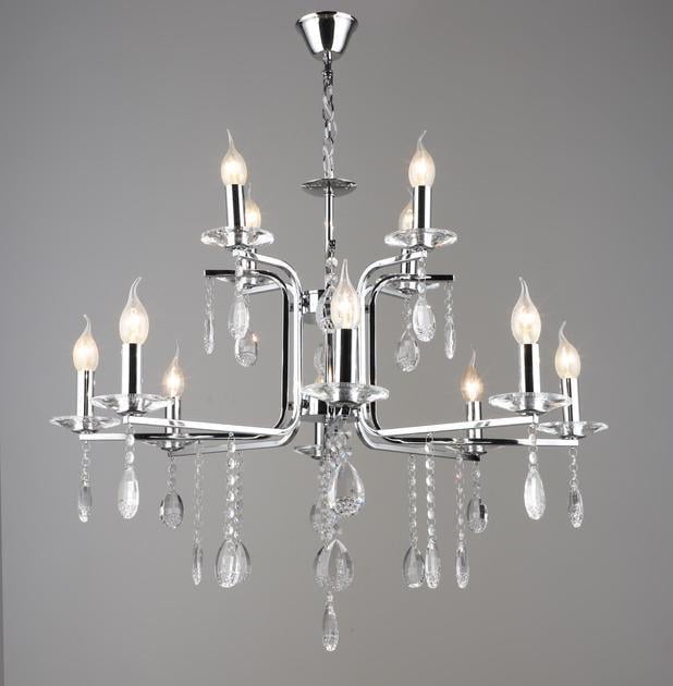 Люстра підвісна кришталева Valeso K2310/12 в класичному стилі під 12 ламп Е14 IP20 під 12 ламп 60W Хром (00000139964)