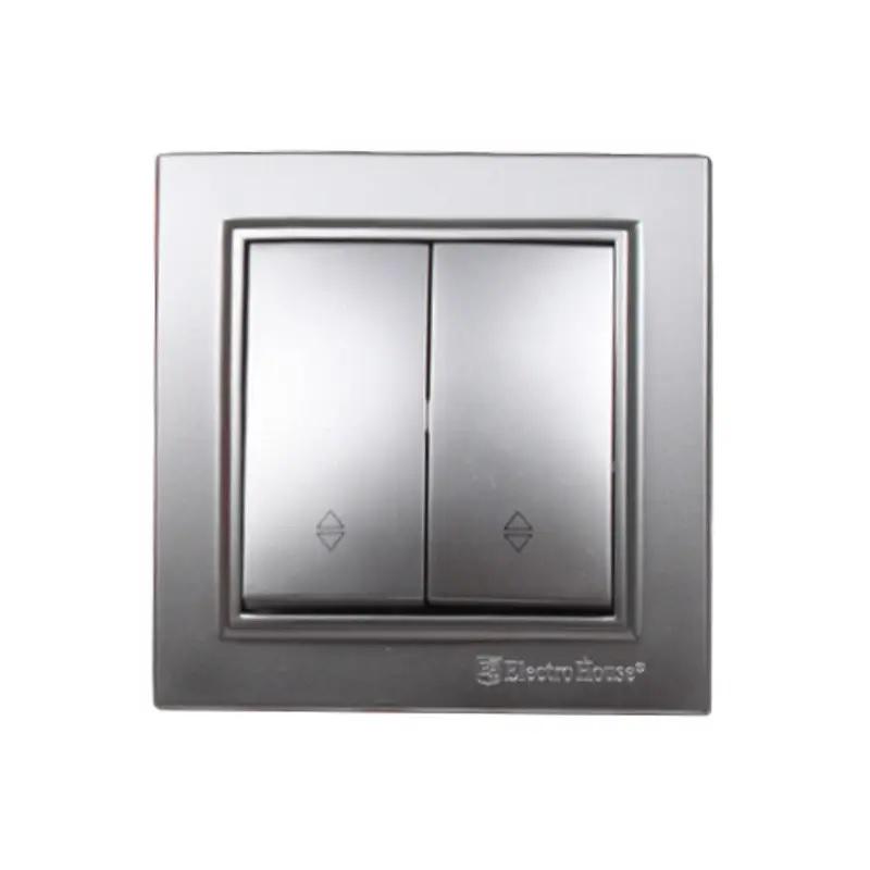 Выключатель проходной двойной ElectroHouse Enzo IP22 Серебряный камень (EH-2187-ST)