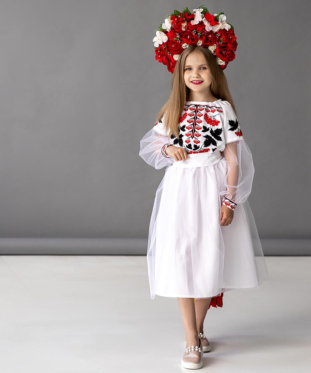 Платье вышиванка для девочек Калина 140 см Белый - фото 2 Платье вышиванка для девочек Калина 140 см Белый - фото 2